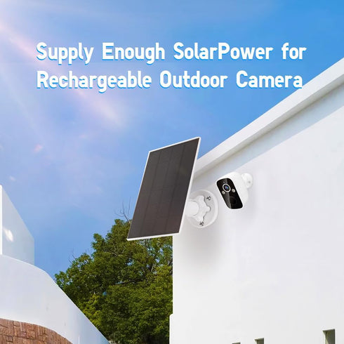 5W Solar Panel, IP 65 Waterproof 5V Micro USB Port for Security Cameras Wireless Outdoor, Compatible with Rechargeable Battery Security Camera...