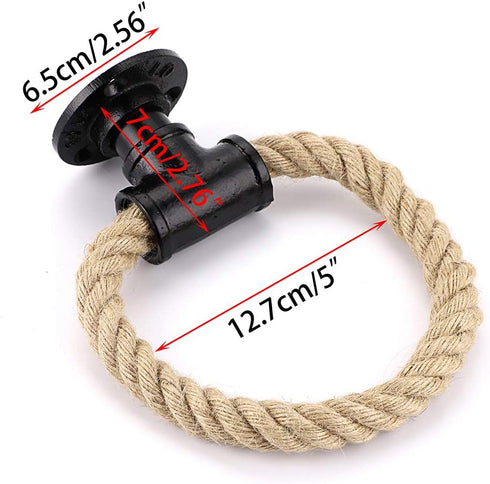 Sumnacon Industrial Pipe Rope Towel Ring - Wall-Mounted Metal Towel Rack/Bar with Hardware,Vintage Style Iron Hand Towel Holder for Shower/Bathroo...