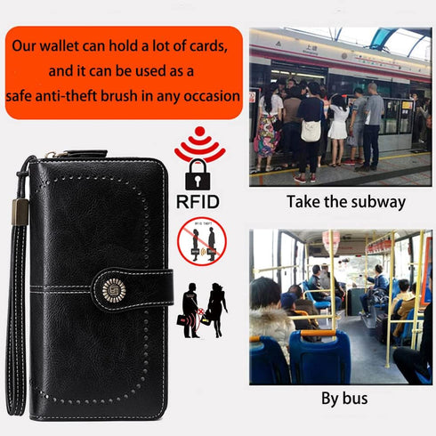 Women Leather Wallet Crossbody Bag Shoulder Bag Double Zipper Mobile Phone Purse Bag with Shoulder Strap...