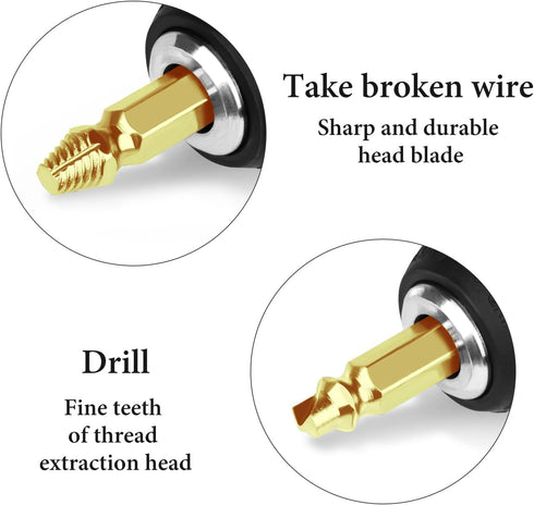 6 Pieces Gold Screw Extractor Kit,HSS 4341 Damaged Screw Extractor Set,Remover for Stripped Head Screws Nuts & Bolts Drill Bit Tools...