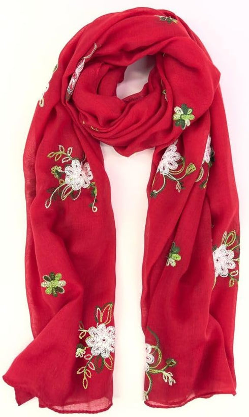 Humble Hilo Embroidered Floral Scarves Elegant Lightweight Colorful Shawl Wrap Scarf for Women...