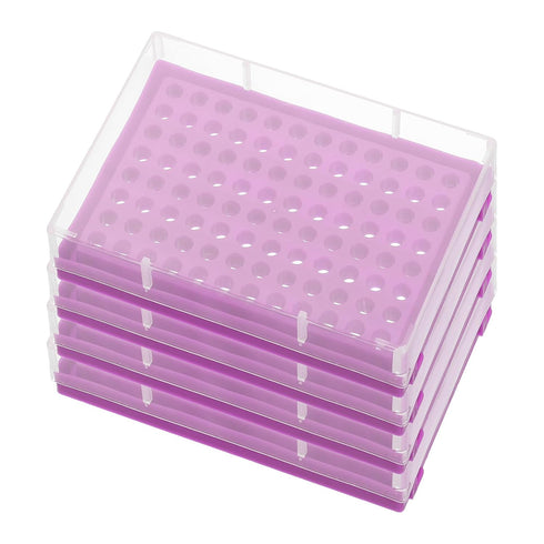 PATIKIL 96 Wells PCR Tube Rack for 0.2ml Test Strips Tubes, 4pcs Waterproof Tubes Filling Tray Centrifuge Tube Holder, Purple...