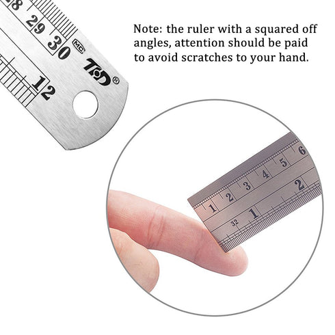 ZZTX Metal Ruler Stainless Steel Ruler Straight Edge Measuring Tool 6 Inch +12 Inch + 16 Inch 6 Pack Set...