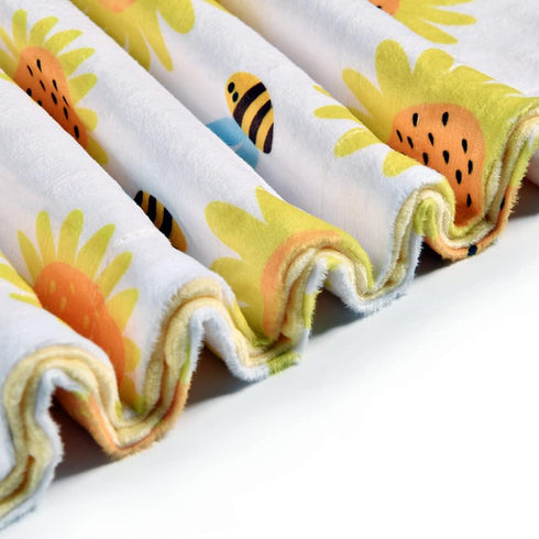 Baby Blanket Super Soft Minky Blanket Yellow Bee and Sunflower Blanket with Dotted Backing for Newborns Nursery Stroller Receiving Toddlers Crib B...