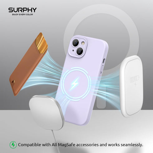 SURPHY Designed for iPhone 15 Plus Case Compatible with MagSafe (6.7 inch 2023), with 2 Pack Screen Protector, Liquid Silicone Phone Case (Camera ...
