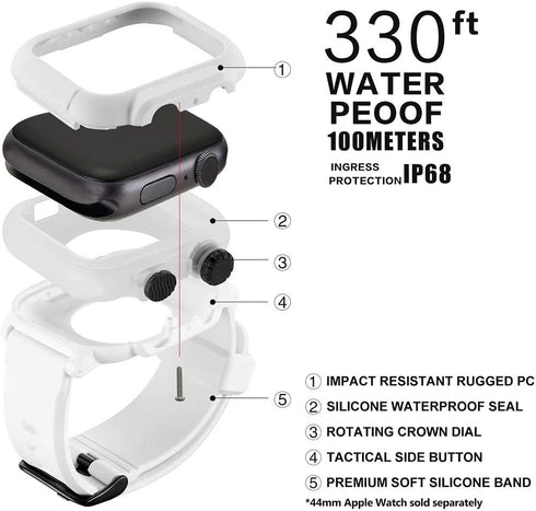 Waterproof Case for 42mm Apple Watch Series 3 and Series 2, Full Body Shell for Waterproof Dustproof Snowproof Anti-Scratch Shockproof Impact Resi...