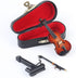Dselvgvu Wooden Miniature Violin with Stand,Bow and Case Mini Musical Instrument Miniature Dollhouse Model Ornament Home Decoration (3.15"x1.18"x0...