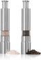 Salt and Pepper Grinder Set of 2,Stainless Steel Push Button Grinder Modern Design Thumb Grinder, for Black Pepper, Sea Salt and Himalayan Salt, S...