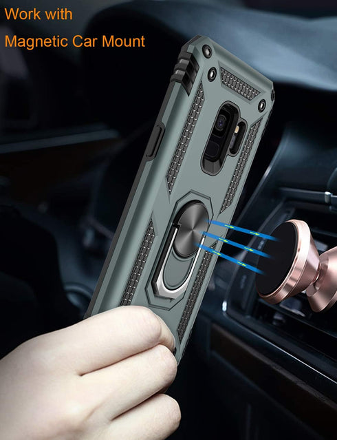 LUMARKE for Galaxy S9 Case,Pass 16ft. Drop Tested with Magnetic Ring Kickstand Compatible with Car Mount Holder,Military Grade Protective Phone Co...