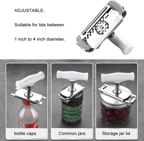 Upgraded Jar Opener Stainless Steel Adjustable Tool for 1-4 inches Bottle Can Lids, Easy Jar Opener with Non-Slip Rubber Pad Fit Seniors, Arthriti...
