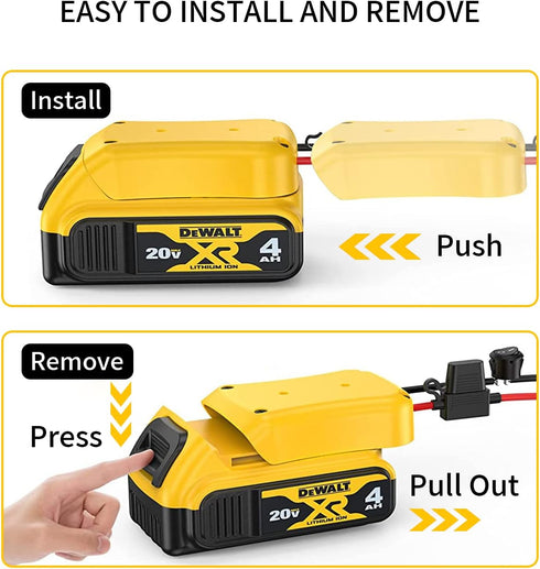 Power Wheel Adapter for Dewalt 20V Battery Series with Fuse, Switch & Wire Terminal, 3Pcs 30A Fuse, 12 AWG Wire Battery Converter Connector DIY fo...