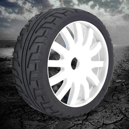 2Pcs Wheel Rim, Racing Car Rubber Wheel Hub Tires for 1/8 On-Road Racing RC (White)...