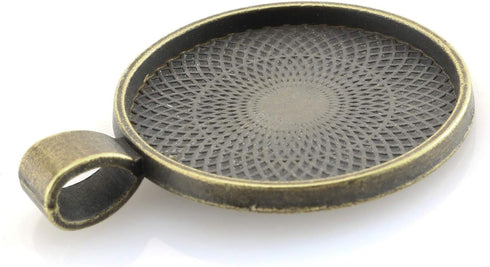 Lind Kitchen 25pcs Round Bezel Pendant Trays Setting Cabochon Blank Base for DIY Crafting Photo Jewelry Findings Making Accessories 25mm...