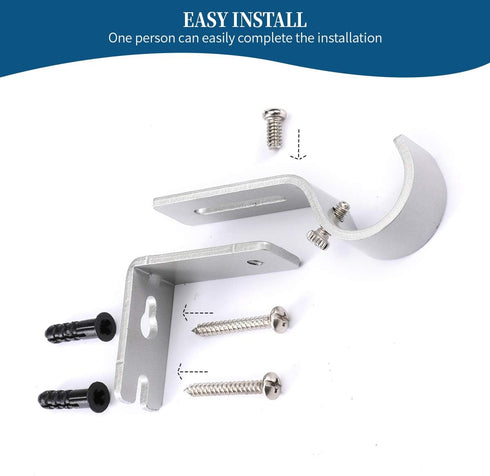 Heavy Duty Adjustable Curtain Rod Brackets Rod Holders for 1 Inch Rod, Silver Color, (Set of 2)...