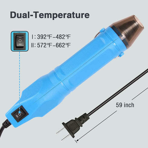 LDK Mini Heat Gun 4.9Ft, Dual-Temp 392? & 662? Hot Air Gun Multi-Purpose Electric Heating Tools Shrink Pen for Crafts, Shrinking PVC, DIY, Embossi...