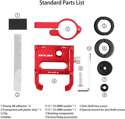 GUB Plus 6 Aluminum MTB Bike Bicycle Motorcycle Phone Holder Support GPS for Bike Handlebar Bike Accessories (Red)...
