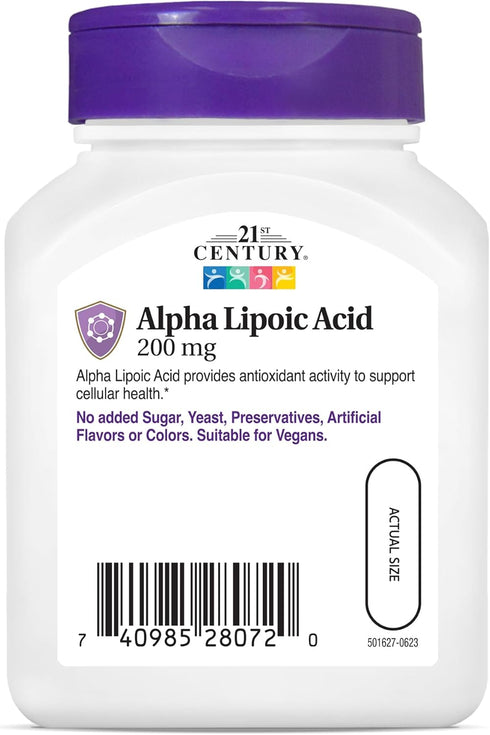 21st Century Healthcare Alpha Lipoic Acid 200 mg, 60 Count Vegetarian Capsules...