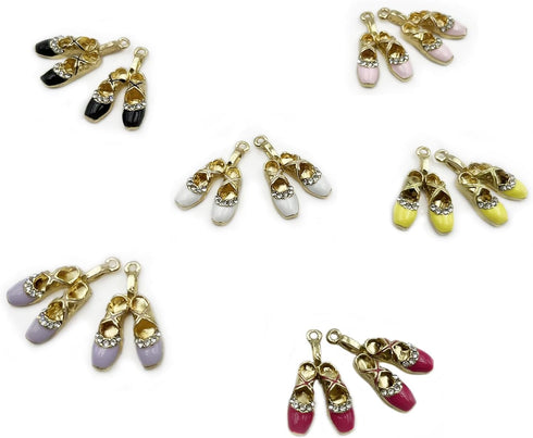 12Pcs Ballet Shoe Shaped Beads Gold Plated Shoes Shaped Enamel Charms Cute Alloy Shoes Shaped Beads for Bracelet Necklace Keychain Jewelry Making ...