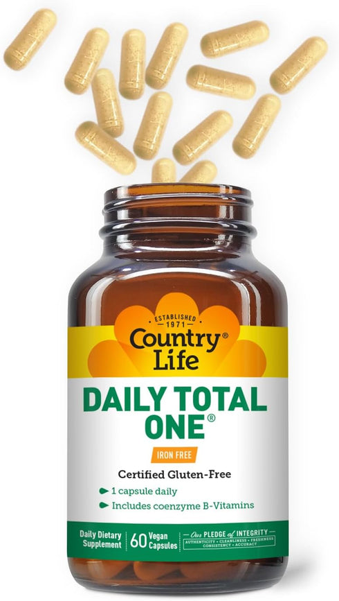 Country Life Daily Total One Multivitamin, Iron Free Once a Day Multivitamin & Multimineral Complex, Vitamins A, C, D, Including Coenzyme B-Vitami...