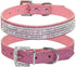 Rhinestone Dog Collar, Cute Dazzling Sparkling Leather Dog Cat Rhinestone Collar Crystal Diamond Pet Dog Puppy Collar (M:27-35CM, Pink)...