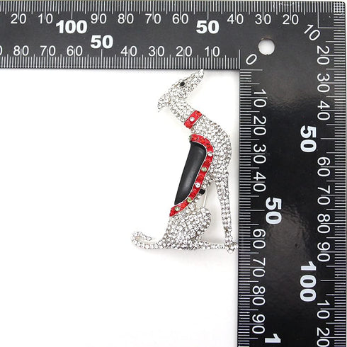 Fashion Brooch Jewelry Silver Tone Greyhound Scotty Borzoi Hound Dog Puppy Canine Rhinestone Enamel Animal Pin Brooch...