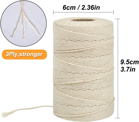 Tenn Well Cooking Twine, 3Ply 656Feet 1mm Food Safe Cotton Kitchen String Butchers Twine for Roasting, Trussing Turkey, Tying Meat, Making Sausage...