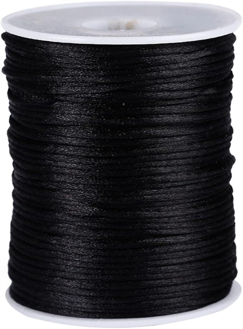 109 Yards Nylon Cord Beading Satin String for Chinese Knotting Rattail Beading Macrame Friendship Bracelet Jewelry Making (Black, 1.5MM)...