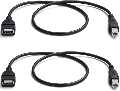 YOUOWO 2 Pack USB 2.0 Cable A Female to USB B Male Cable for Printer Extender Connection Cables USB_A/F-USB_B/M Adapter (USB_A-USB_B Cables Black)...
