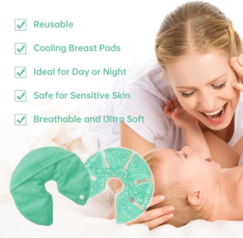 Hot/Cold Breast Gel Bead Ice Packs Breast Cooling/Heat Pads Relief for Breastfeeding, Nursing Pain, Mastitis, Engorgement, Swelling, Plugged Ducts...