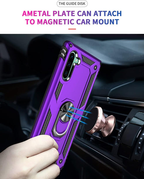 for Samsung Galaxy Note 10 Case, Note10 Case with HD Screen Protectors, Military-Grade Metal Ring Holder Kickstand 15ft Drop Tested Shockproof Cov...