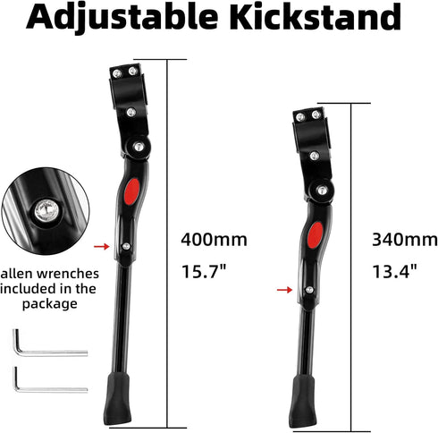 ROCKBROS Bike Kickstand Adjustable Bike Rear Mount Kickstand Bike Side Kickstand Aluminium Alloy Adults Kick Stand for 22’’-28’’ Inch Mountain Bik...