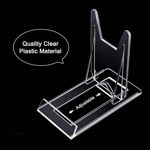 WANDIC Acrylic Plate Stands, 10 Pcs Mini Clear Plastic Display Holders Adjustable Picture Plate Easels Stands to Display Flat Plates, Photos, Plac...