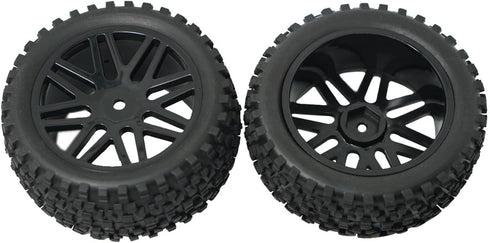 12mm Hex Wheel Rims Mesh Shape Rubber Tires with Sponge 88mm/3.46" Replacement for 1/10 RC Off-Road Car Truck Monster,Black...