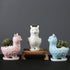 Lependor Cute Alpaca Succulent Planter Pot with Drainage Tray, White Ceramic Cactus/Flower Container, Animal Llama Bonsai Holder for Indoor Plants...