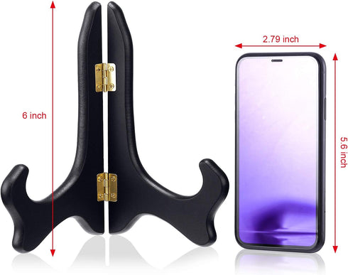 Tatuo 4 Packs Wooden Display Stand Decorative Plate Stands for Display Picture Frame Stand Holder Easels (7 Inch, Black)...