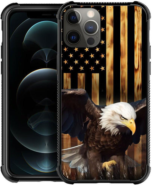 TnXee Case Compatible with iPhone 11 Pro Max Case, Wood Grain American Flag Bald Eagle case for iPhone 11 Pro Max Cases for Man Women Gifts, Patte...