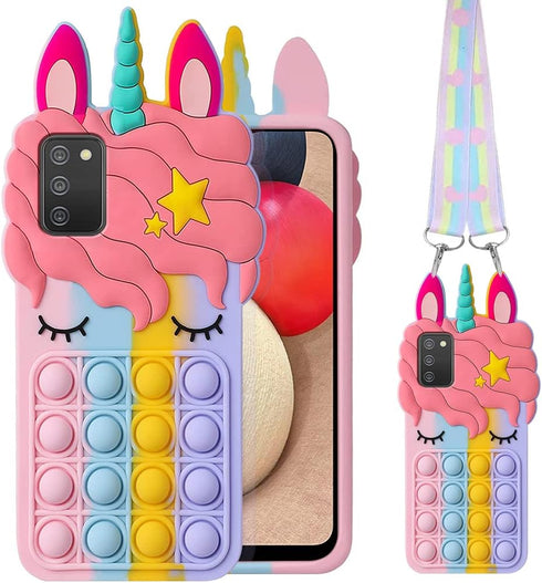 for Samsung Galaxy A02S/A03S/M02S Case,Cartoon Fun Kawaii Cute Silicone Bubble Button Decompression case Designed for Galaxy A03S/A02S Phone case ...