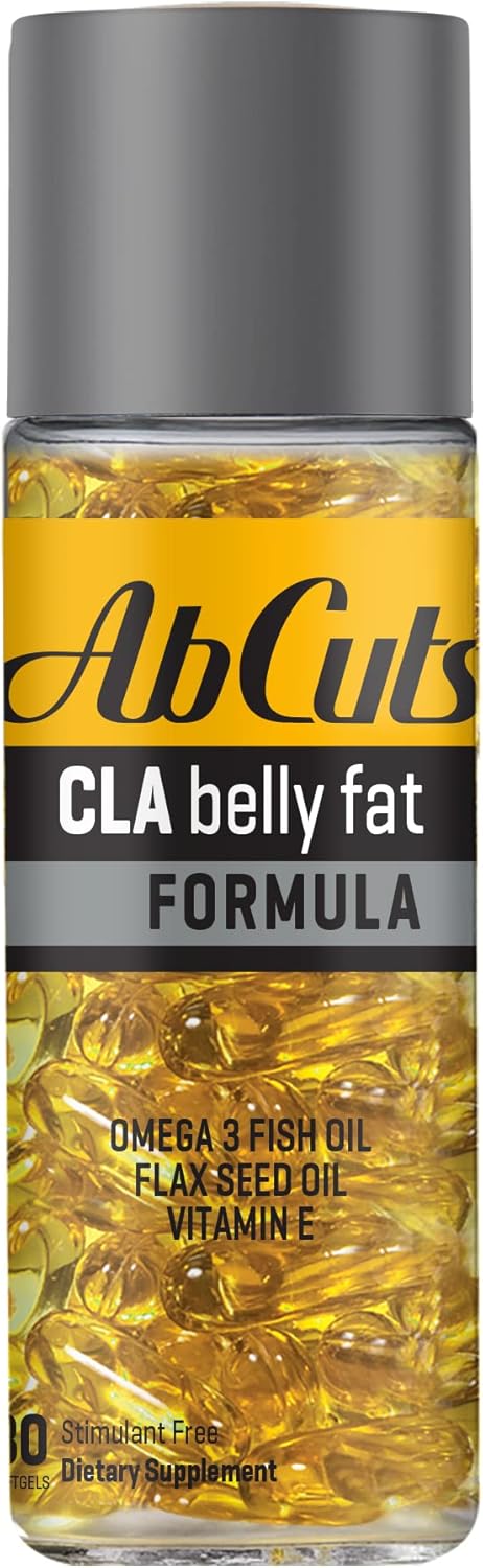 Ab Cuts CLA Belly Fat Formula - 80 Easy-to-Swallow Softgels - Omega 3 Fish Oil, Flaxseed Oil and Vitamin E - Helps Increase Antioxidant Supply and...