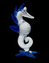 Garden Deco Glow in The Dark Blue Sea Horse Hand Blown Art Glass Figurine Ornament Sculpture...