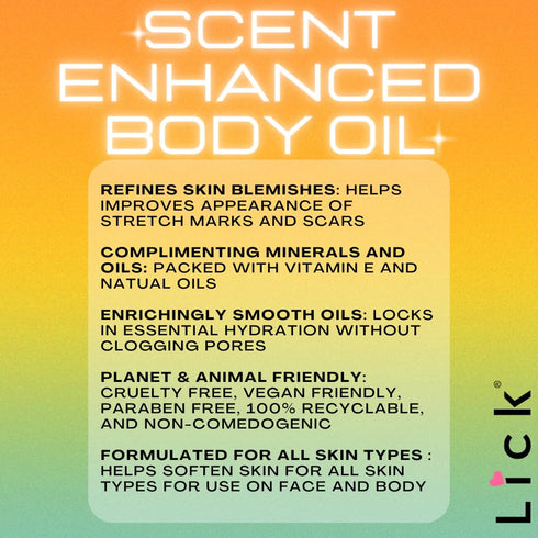 LICK Watermelon Scented Body Oil - Vitamin E Infused, Moisturizing and Hydrating After Shower Body Oil, Antioxidant Protection, Soothing Aromather...