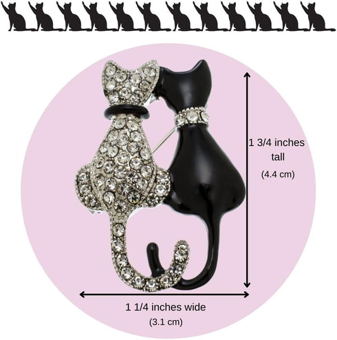 Crystal Cat Jewelry - Elegant Black & White Feline Accessory for Cat Lovers…...