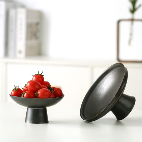 Porcelain Footed Bowl,Small Cute Snack Bowl for Ice Cream Dessert, Miso Soup, Side Dishes, Condiment (Black)...