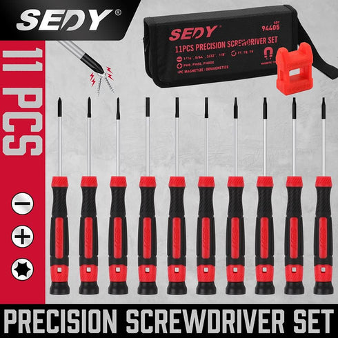 11-Piece Precision Screwdriver Set - Magnetic Mini Screwdrivers for Eyeglasses, Watches, Computers, Laptops, Phones - Phillips, Slotted, Torx, Non...