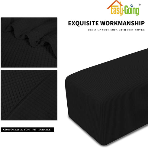 Easy-Going Stretch Ottoman Cover Folding Storage Stool Furniture Protector Soft Rectangle slipcover with Elastic Bottom(Ottoman Small,Black)...