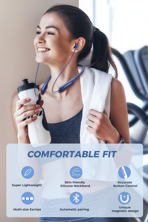 Bluetooth Headphones - N8 Wireless Earbuds with Magnetic Neckband | 40Hrs Playtime, IPX6 Sweatproof, Deep Bass Headset for Phone Calls, Music, and...