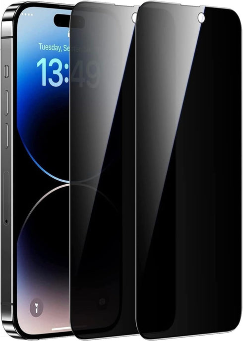 Privacy Screen Protector for iPhone 15/15 Pro, 2.5D Edge Full Coverage Anti-Spy 9H Tempered Glass, Dynamic Island Compatible,6.1’-2 Pack...