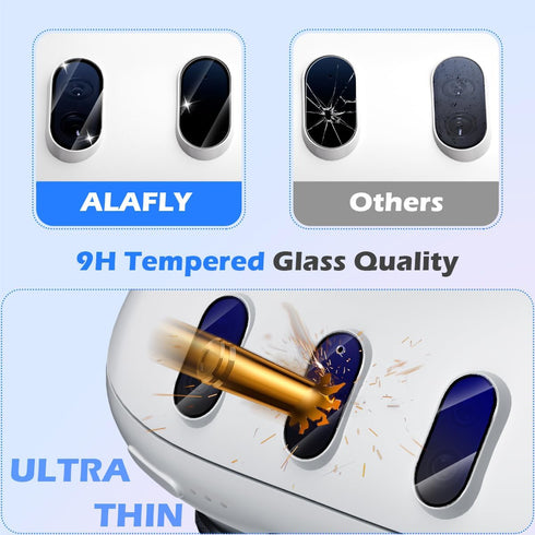 2 Set Camera Lens Protector & 1 Lens Cover for Meta Quest 3, VR Accessories Included Black Circle Tempered Glass Lens Films, Soft Durable Lens Cov...