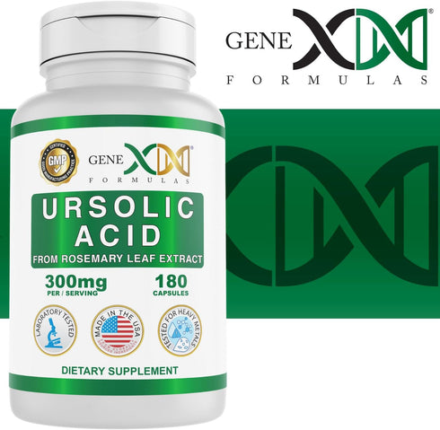 GENEX Ursolic Acid 300mg (180 Capsules) Ursolic Acid Sourced from Rosemary Extract - Non-GMO, Gluten Free, Vegetarian…...