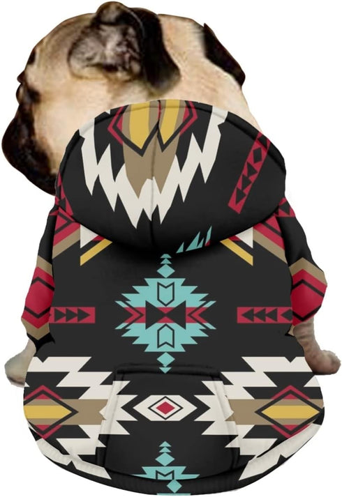 Casual Pet Clothes, Aztec Southwest Printed Zipper Cotton Polyester Sweatshirt Dog Coat, Soft Dog Sweater Sweatshirt with Hat - M...
