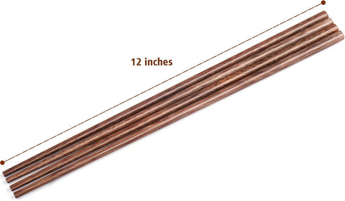 GLAMFIELDS 12 Inches Long Wenge Wood Chopsticks for Hotpot Reusable Chinese Style Chopsticks Kitchen Chop Sticks 2 Pairs...